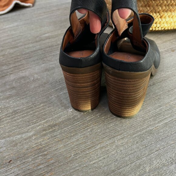 Lucky Brand Black Leather Sling Back Clogs Sz 8 - Picture 4 of 9